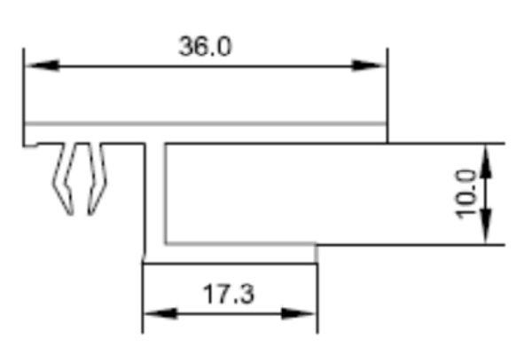 STOLMA Gealan S 8000 Fenster Zubehör - innere Traverse - Nr. 3345 Schnitt Technische Zeichnung von STOLMA Gealan S 8000 Fenster Zubehör - innere Traverse - Nr. 3345 Schnitt