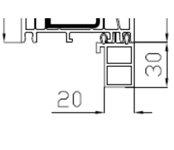Technische Zeichnung von STOLMA Salamander Fensterbankanschlussprofil 30mm - FBA Nr. 416139 - Schnitt