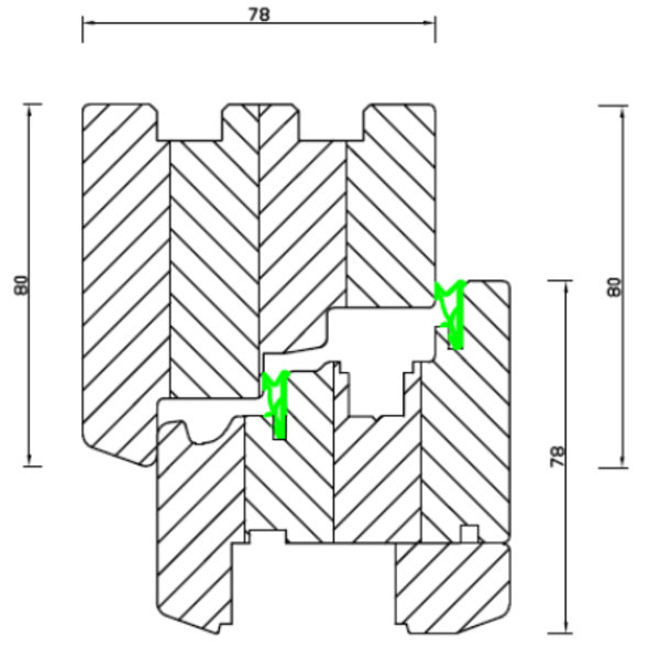STOLMA Premium 78 Fenster - Dreh-Kipp - DK - Schnitt Technische Zeichnung von STOLMA Premium 78 Fenster - Dreh-Kipp - DK - Schnitt