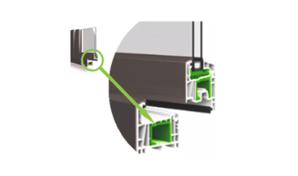 Detailansicht des Salamander Steamline 76 Aluminium Fensters