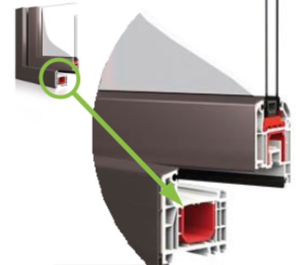 Detailansicht eines Aluplast Ideal 4000 Aluskin Fensters