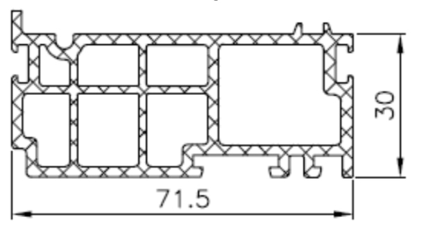 technische Zeichnung eines Fensterbankanschlussprofil MB 104