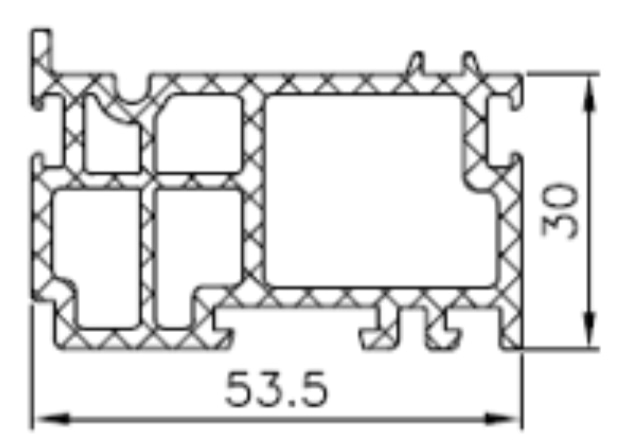 technische Zeichnung eines Fensterbankanschlussprofil MB 86