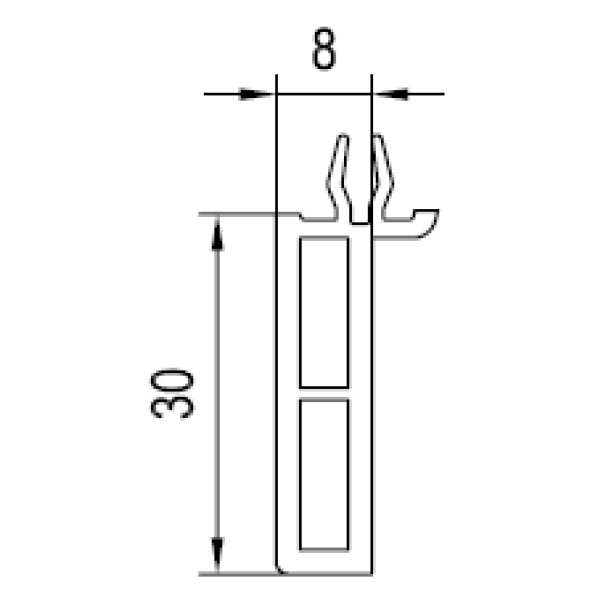Technische Zeichnung von STOLMA Aluplast Fensterbankanschlussprofil 30mm - FBA Nr. 120237 Schnitt
