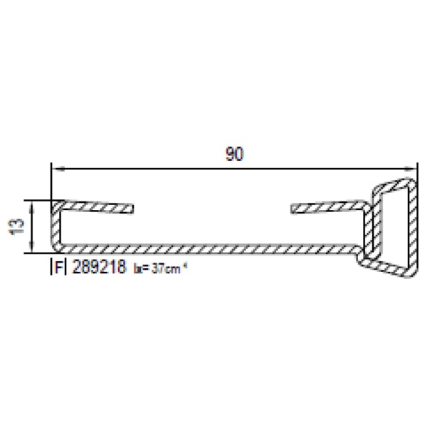 Technische Zeichnung von STOLMA Aluplast Statikkopplung 21 Stahlprofil 289218 - Kopplung Nr. 229019 Schnitt