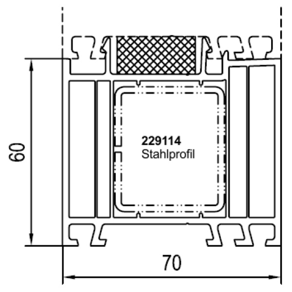 Technische Zeichnung von STOLMA Aluplast 4000 und 5000 Verbreiterung 60mm - Nr. 140207 Schnitt