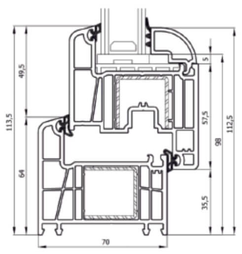 technische Zeichnung Basis 70 – Dreh-Kipp