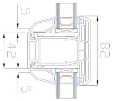 Technische Zeichnung von STOLMA Gealan S 8000 Fenster - glasteilende Sprosse / Pfosten - Nr. 8038 Schnitt