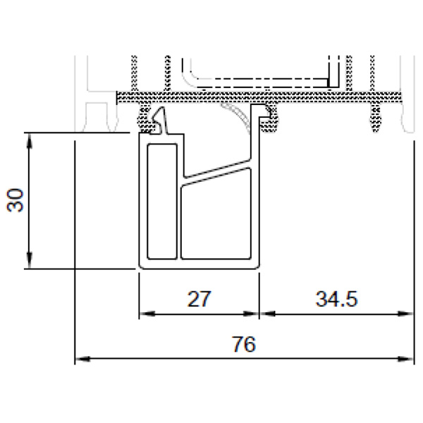 Technische Zeichnung von STOLMA Salamander Fensterbankanschlussprofil 30mm - FBA Nr. 416131 - Schnitt