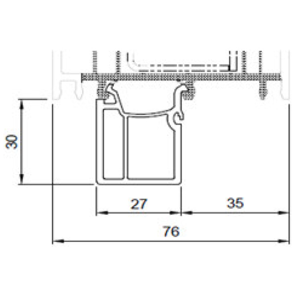 Technische Zeichnung von STOLMA Salamander Fensterbankanschlussprofil 30mm - FBA Nr. 416134 - Schnitt