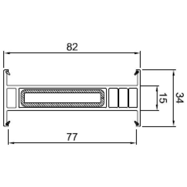 Technische Zeichnung von STOLMA Salamander Kopplung - Statikkopplung 15mm + Stahlprofil - Kopplung Nr. 416273 - Verstärkung Nr. 405015 - Schnitt