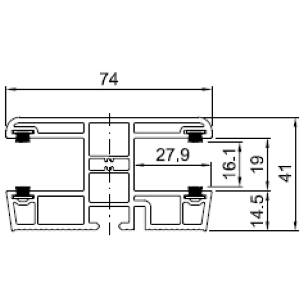 Technische Zeichnung von STOLMA Salamander Rollladenzubehör - Doppelte Rollladenführung - Rollladenführung Nr. 416096 - Schnitt