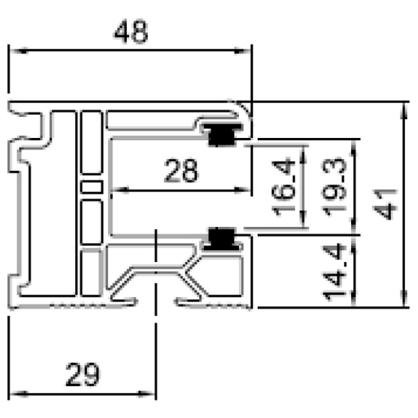 Technische Zeichnung von STOLMA Salamander Rollladenzubehör - Rollladenführung - Rollladenführung Nr. 416086 - Schnitt