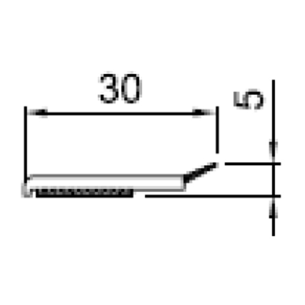 Technische Zeichnung von STOLMA Salamander Zubehör - Abdeckleiste selbstklebend für 76 und 92  30x3mm - Abdeckleiste Nr. 406312 - Schnitt