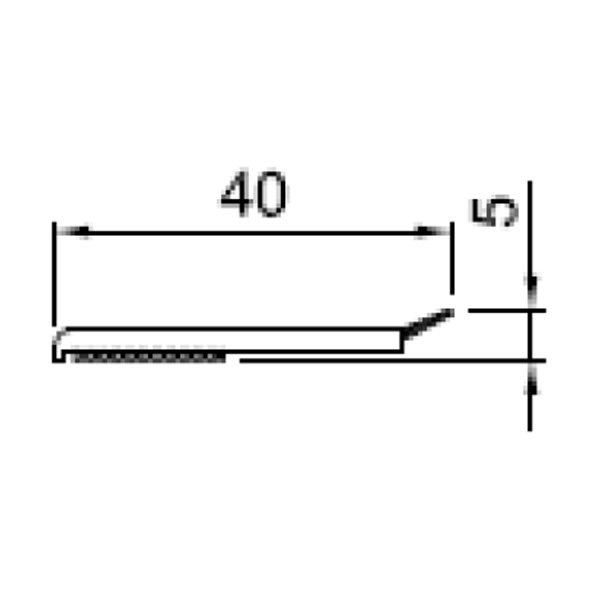 Technische Zeichnung von STOLMA Salamander Zubehör - Abdeckleiste selbstklebend für 76 und 92 - 40x3mm - Abdeckleiste Nr. 406315 - Schnitt
