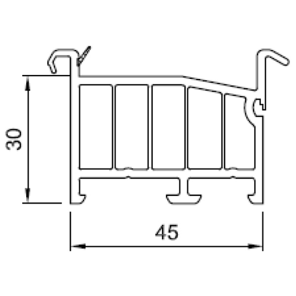 Technische Zeichnung von STOLMA Salamander Fensterbankanschlussprofil 30mm - FBA Nr. NP8020 - Schnitt