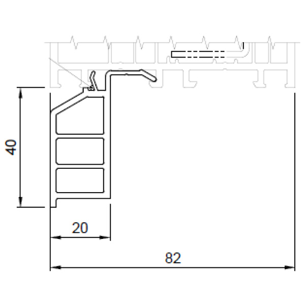 Technische Zeichnung von STOLMA Salamander Steinbankanschlussprofil 40mm - FBA Nr. NP0360 - Schnitt