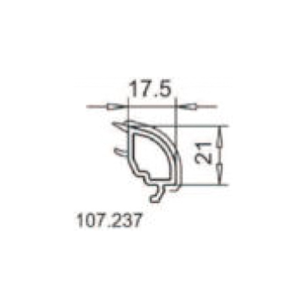Technische Zeichnung von STOLMA VEKA Swingline Plus Glasleiste - Glasstärke 30mm - Glasleiste Nr. 107237 - Schnitt