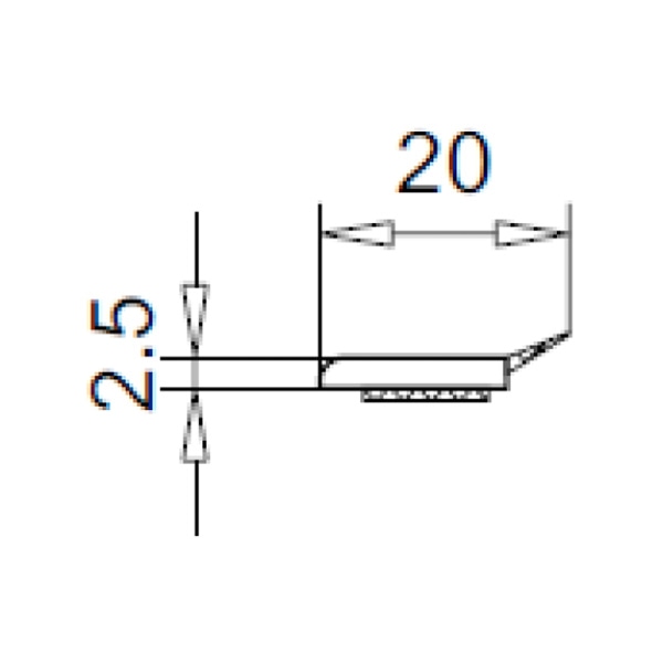 Technische Zeichnung von STOLMA VEKA Zubehör - Abdeckleiste 20x2,5mm - Abdeckleiste Nr. 109438 - Schnitt