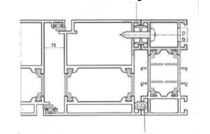 Technische Zeichnung von STOLMA Aluminium 104 Haustür - H-Verbindungsstück Schnitt