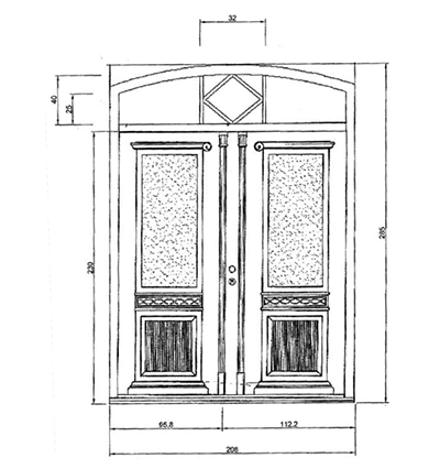 Beispielskizze einer Holzhaustür